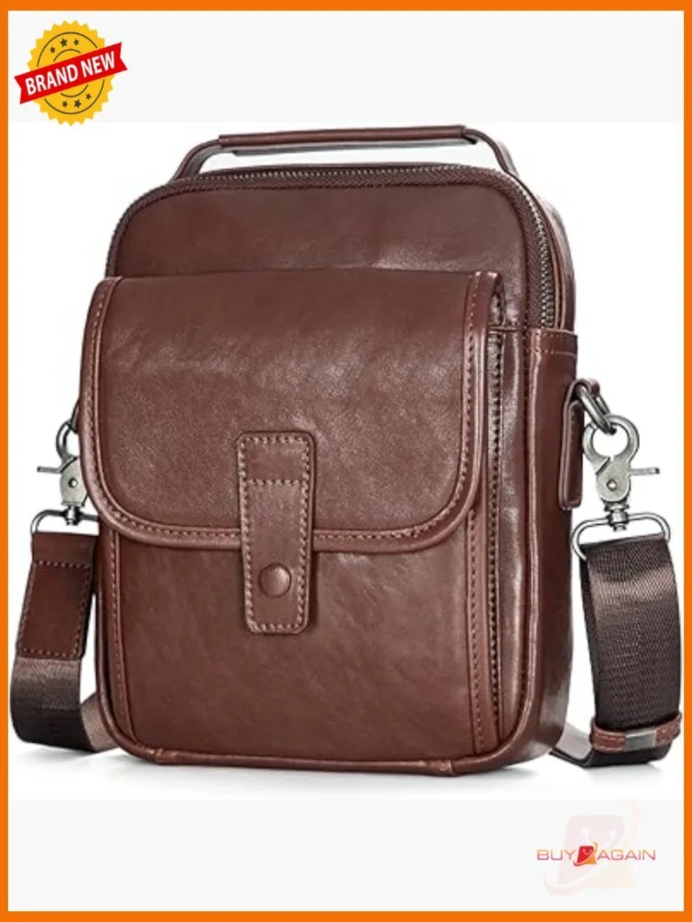 Genuine Leather Small Messenger Bag Crossbody Sling Travel Daypack